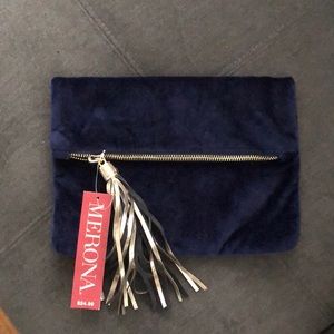 Blue velvet clutch